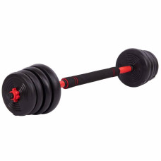 Набір гантелей зі штангою та гирями 3в1 BioGym багатофункціональний 30кг, чорний-червоний, код: LN-1100-30-S52