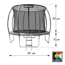 Батут садовий Kettler 10FT (3050 мм), чорний, код: 5624-IN