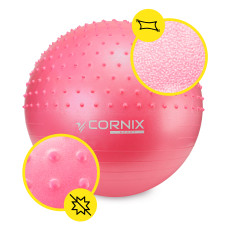 М'яч для фітнесу (фітбол) Cornix 65 см напівмасажний Anti-Burst Pink, код: XR-0477