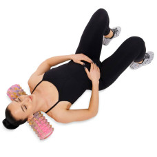 Ролер масажний циліндр (ролик мфр) FitGo Grid Spine Roller, 450x95 мм, рожевий, код: FI-9368_P