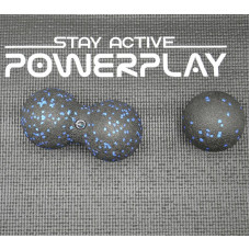 Набір для йоги PowerPlay EPP Foam Roller Set роллер + 2 масажні м"ячі, чорно-синій, код: PP_4008_Bl/Blue