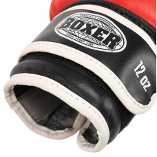 Рукавички боксерські Boxer шкіряні на липучці 12 унцій, червоний-чорний, код: 2023_12R-S52