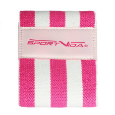 Резинка для фітнесу та спорту із тканини SportVida Hip Band Size S, білий-рожевий, код: SV-HK0254