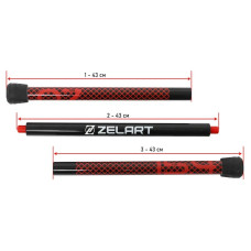 Бодібар 3-х секційний Bar Zelart 7кг, чорний-червоний, код: FI-9994-7-S52