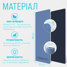 Килимок для йоги та фітнесу EasyFit TPE+TC 1830х610х6 мм двошаровий блакитний-синій, код: EF-1924-LBBL-EF