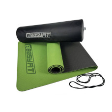 Килимок для йоги та фітнесу двошаровий EasyFit 1830х610х6 мм + чохол, зелений з чорним, код: EF-1924E-GNBK