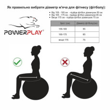 Мяч для фитнеса PowerPlay 75см Sky Blue + насос, код: PP_4003_75_Sky_Blue