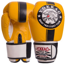 Рукавички боксерські Yokkao шкіряні на липучці 10 унцій, червоний-сірий, код: YK016_10_RGR-S52