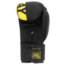 Боксерські рукавиці PowerPlay Matt Challenger 12 унцій, чорний-жовтий, код: PP_3086_12oz_Bl/Yellow