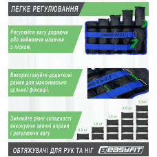 Обтяжувачі для ніг та рук набірні EasyFit 2х0,5-2,5 кг, чорно-сині, код: EF-WHT-0,5-2,5-BL-EF