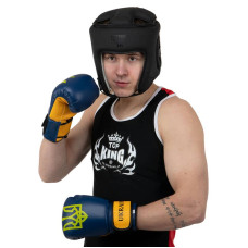 Рукавички боксерські FitBox Ukraine, 12oz, синій-жовтий, код: MA-7771_12BLY