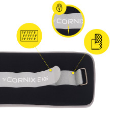 Обважнювачі-манжети для ніг та рук Cornix 2x2 кг, чорний, код: XR-0242