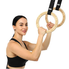 Кільця гімнастичні для кросфіту Ezous Wooden Gym Rings d-32мм, код: E-02