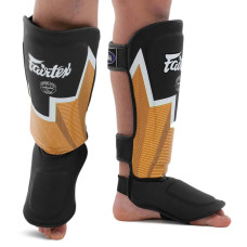 Захист гомілки та стопи для єдиноборств Fairtex, розмір M, чорний-жовтий, код: BO-9486_MBKY