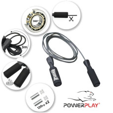 Скакалка швидкісна PowerPlay X ROPE з обтяжувачами (120гx2) 3м, чорна, код: PP_4211