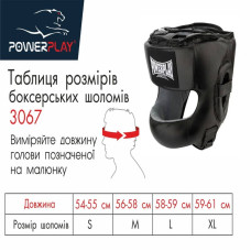 Боксерський шолом тренувальний PowerPlay з бампером PU + Amara чорний M, код: PP_3067_M_Black