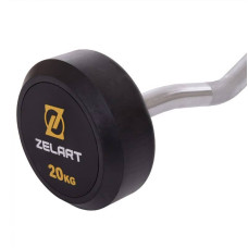 Штанга фіксована вигнута обрезиненная Zelart Rubber Coated Barbell 20 кг, код: TA-2687-20-S52
