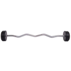 Штанга фіксована вигнута обрезиненная Zelart Rubber Coated Barbell 20 кг, код: TA-2687-20-S52