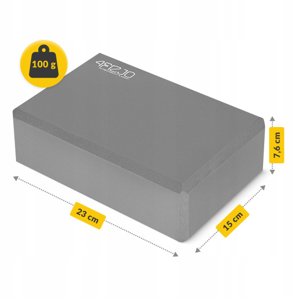 Блок для йоги 4FIZJO 23 x 15 x 7.6 см Grey, код: P-5907739311221