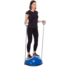 Балансировочная платформа FitGo BOSU з двома еспандерами 580х250 мм, синий, код: FI-1469_BL