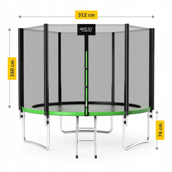 Батут із зовнішньою сіткою 4Fizjo Classic 10FT 312 см Black/Green, код: P-5907739314130