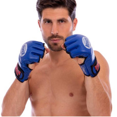 Рукавички для змішаних єдиноборств MMA Boxer шкіряні M, синій, код: 5020_MBL