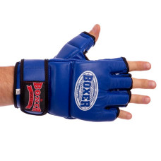 Рукавички для змішаних єдиноборств MMA Boxer шкіряні M, синій, код: 5020_MBL