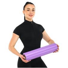 Ролер масажний циліндр (ролик мфр) FitGo Grid Line Roller, 450x105 мм, фіолетовий, код: FI-9387_V