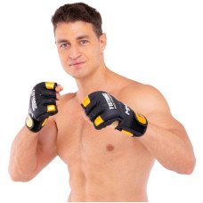 Рукавиці для змішаних єдиноборств MMA Fistrage M, чорний-золотий, код: VL-4300_MBK
