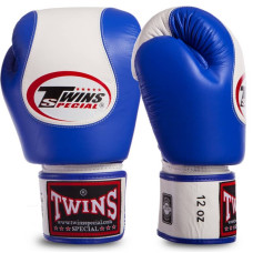 Рукавички боксерські шкіряні Twins 16 унцій, синій-білий, код: BGVL9_16BLW