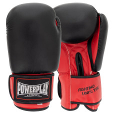 Боксерські рукавиці PowerPlay Classic 10 унцій, чорний-червоний, код: PP_3004_10oz_Bl/Red