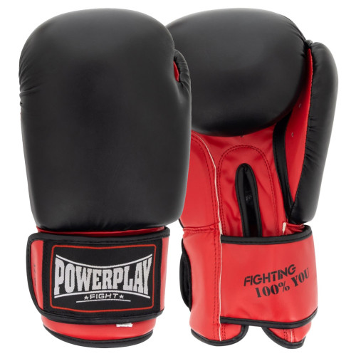 Боксерські рукавиці PowerPlay Classic 10 унцій, чорний-червоний, код: PP_3004_10oz_Bl/Red