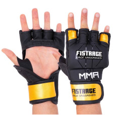Рукавиці для змішаних єдиноборств MMA Fistrage L, чорний-золотий, код: VL-4300_LBK