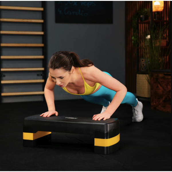 Степ платформа Trex Sport TX-030AS 3 рівнева чорно-жовта, код: 5902308235366