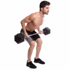 Штанга фіксована Record Rubber Hexagon Barbell пряма гумова довжина-95см 45кг TA-6230-45-S52