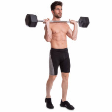 Штанга фіксована Record Rubber Hexagon Barbell пряма гумова довжина-95см 45кг TA-6230-45-S52
