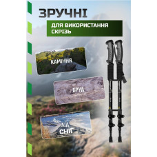 Трекінгові палиці PowerPlay Fika Black/Red 60-135 см (пара), код: PP_9106_FIKA_Bl/Red