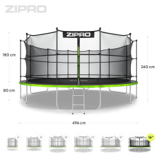 Садовий батут Zipro Jump Pro з внутрішньою сіткою 16FT 496 см, зелений-чорний, код: M-1600647-IN