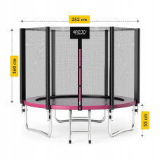 Батут із зовнішньою сіткою 4Fizjo Classic 8FT 252 см Black/Pink, код: P-5907739314536