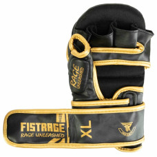 Рукавиці для змішаних єдиноборств MMA Fistrage розмір L, чорний-золотий, код: VL-5521_L