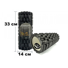 Масажний ролик EasyFit Grid Roller v.1.1, 330х140 мм, чорний, код: EF-2020-BK-EF