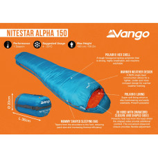 Спальний мішок Vango Nitestar Alpha 150 Atom Blue (SBTNITEST000010), код: 930844-SVA