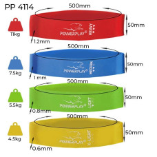 Фітнес гумка PowerPlay Light 500х50х0,8 мм, зелена, код: PP_4114_Green_Light