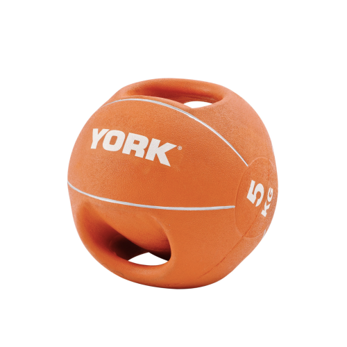 М'яч медбол 5кг York Fitness із двома ручками, помаранчевий, код: 20014961807312