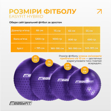 Фітбол EasyFit Hybrid 650 мм, напівмасажний, фіолетовий, код: EF-3011-V-EF