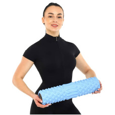Ролер масажний циліндр (ролик мфр) FitGo Grid Spine Roller, 450x105 мм, блакитний, код: FI-9389_N