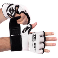 Рукавички для змішаних єдиноборств MMA Zelart S, білий-чорний, код: BO-5699_SWBK