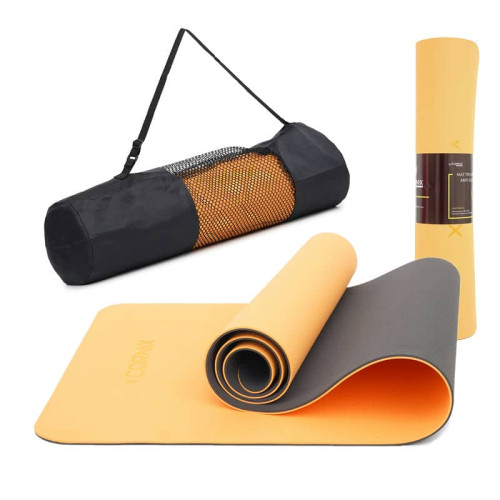 Килимок для йоги та фітнесу Cornix Orange/Black 183x61x0.6 см, код: XR-0001