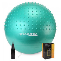 М'яч для фітнесу (фітбол) Cornix 65 см напівмасажний Anti-Burst Mint, код: XR-0480