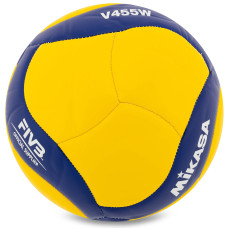 М"яч волейбольний Mikasa №4 PU, жовтий-синій, код: V455W-S52